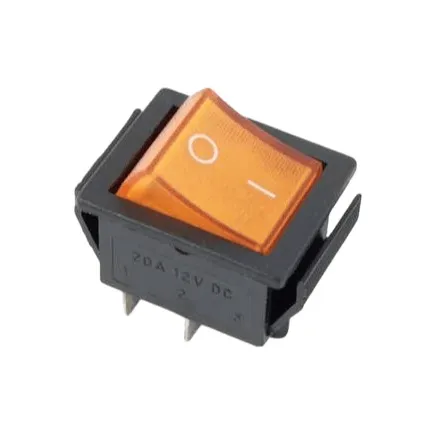 12v 20a Rocker Switch Square Black/Amber 4 Pin