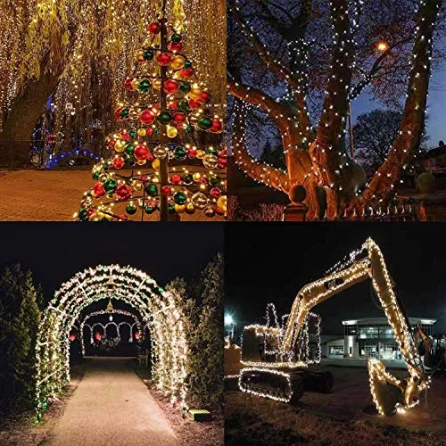 2-Pack Each 200LED 72FT Solar String Lights Outdoor Waterproof, Upgraded Green Wire Solar Christmas Lights Outdoor, 8 Modes Fairy Lights for Party Christmas Decorations Wedding Tree (Yellow)