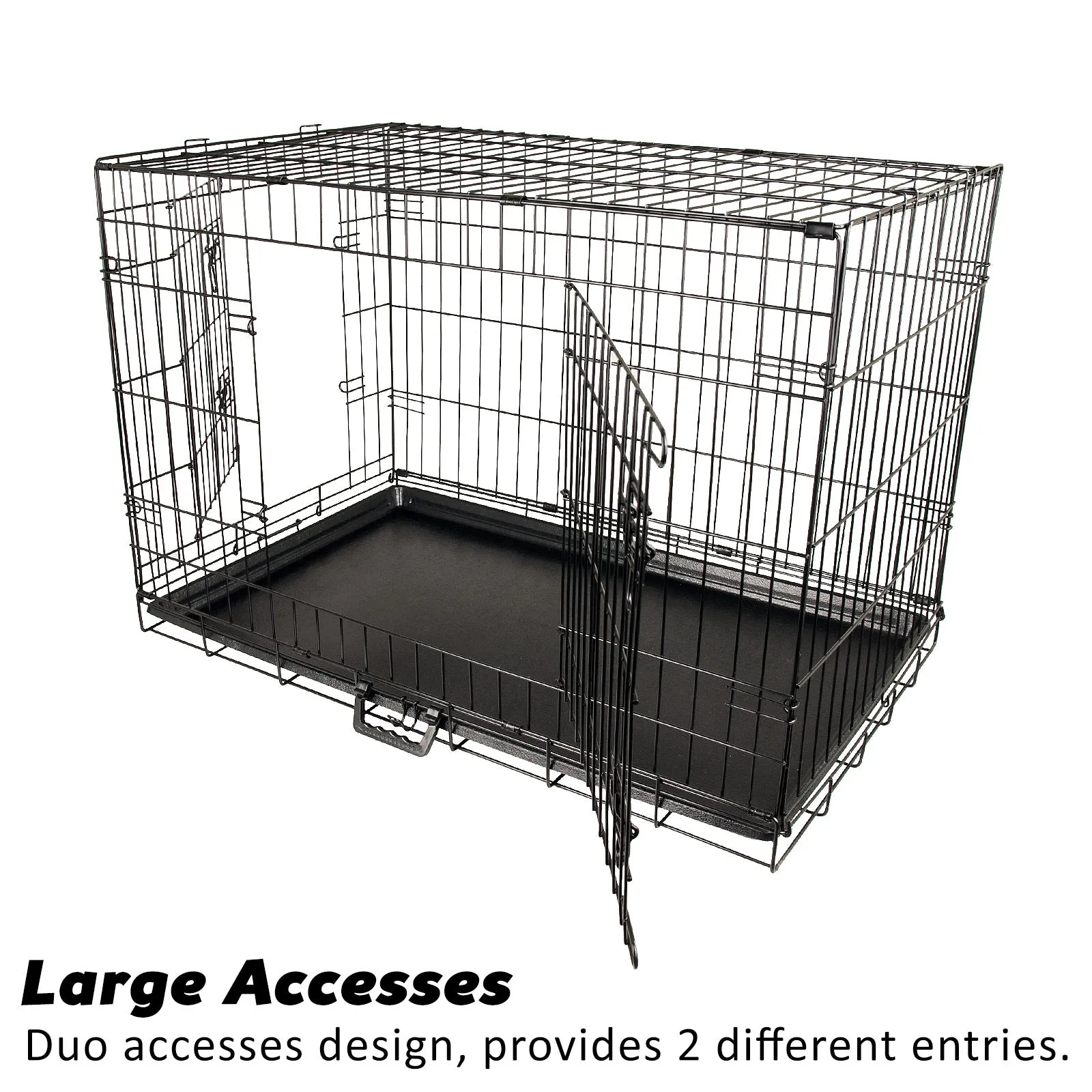 42in Durable Steel Wire Dog Crate with Tray, Cushion & Cover