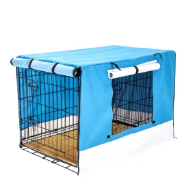 42in Durable Steel Wire Dog Crate with Tray, Cushion & Cover