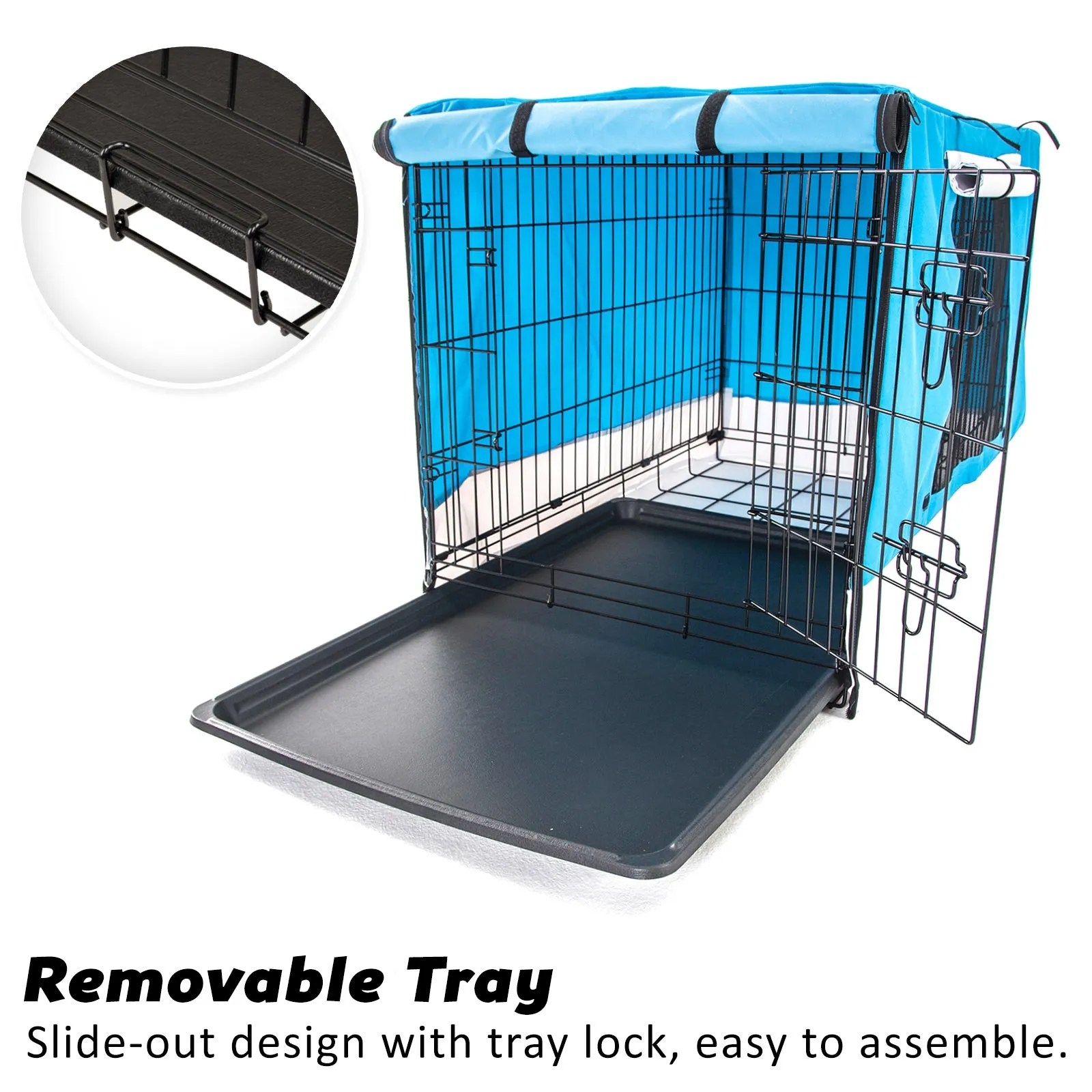 42in Durable Steel Wire Dog Crate with Tray, Cushion & Cover