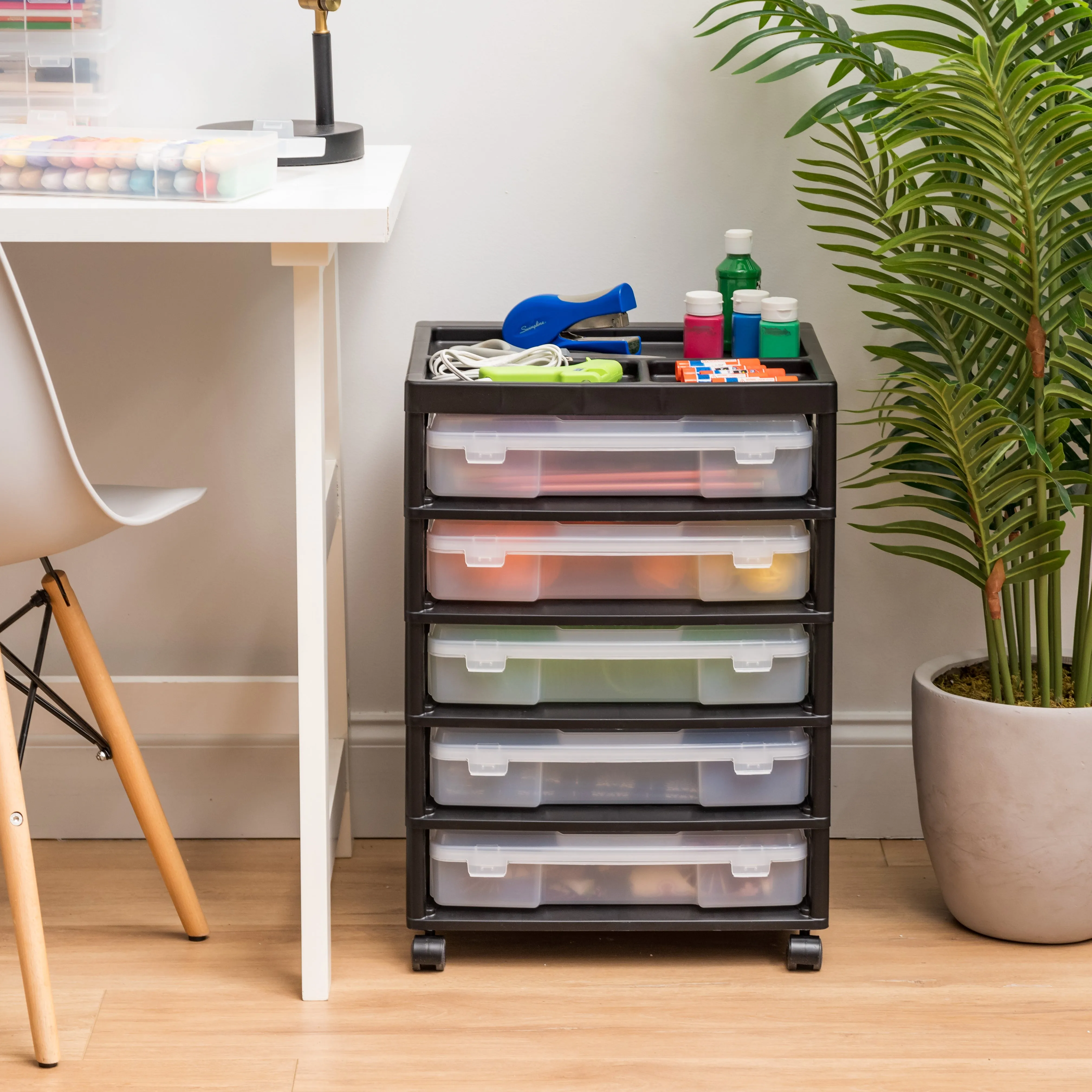 5-Case Scrapbook Cart, Black