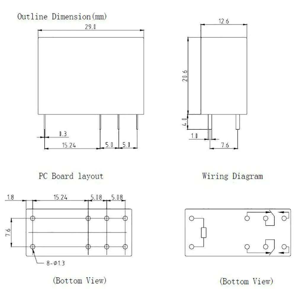 5V 5A Single Contact Relay DIP, 50Ω Coil Resistance, Clear, HLS-14F3L-DC5V-C