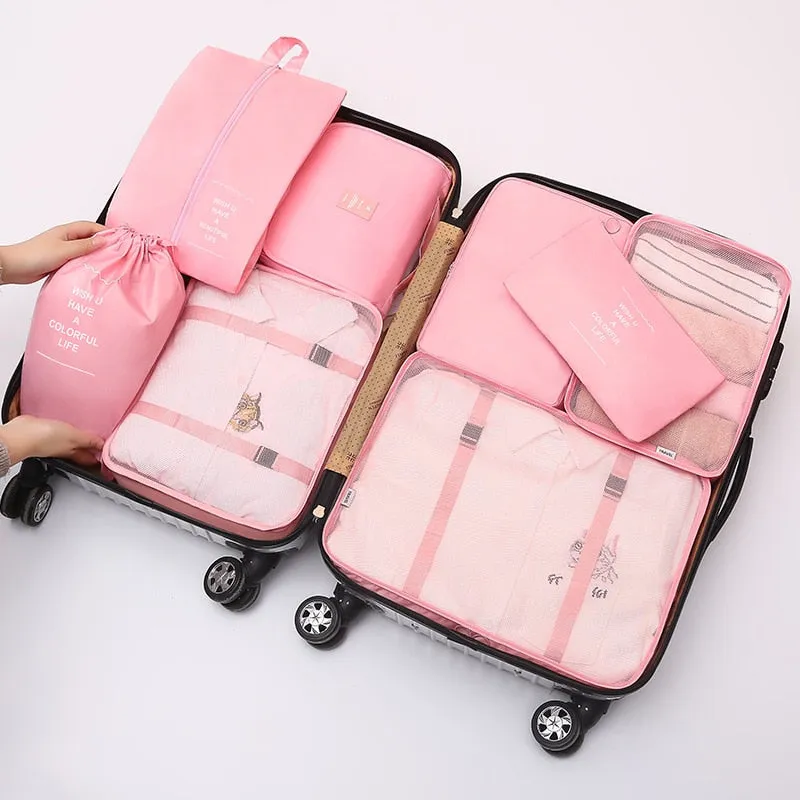 8Pcs/set Large Capacity Luggage Storage Bags For Packing Cube Clothes Underwear Cosmetic Travel Organizer Bag Toiletries Pouch