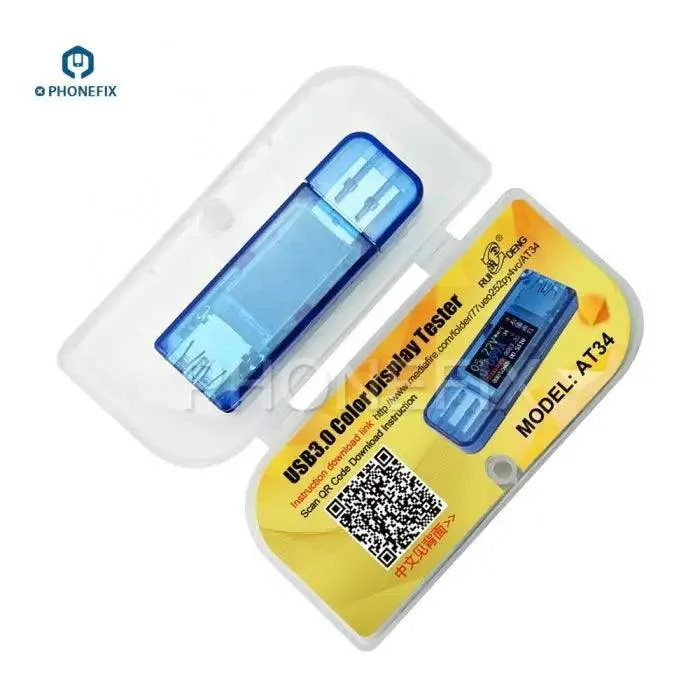 AT34 USB Charger Voltmeter Ammeter Tester Power Bank Detector