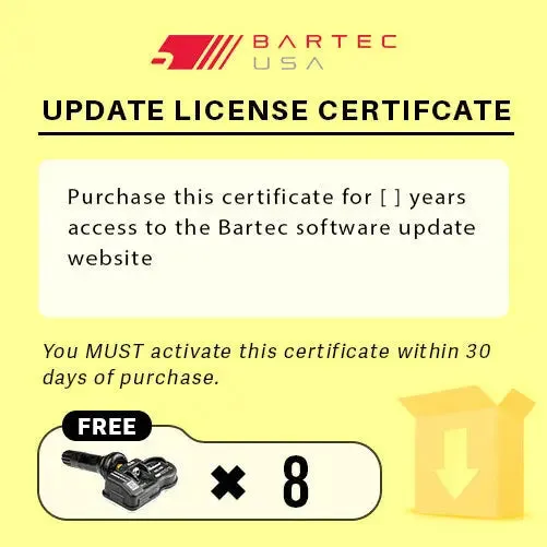 Bartec Software Update License for TPMS Tool w/ FREE Sensors