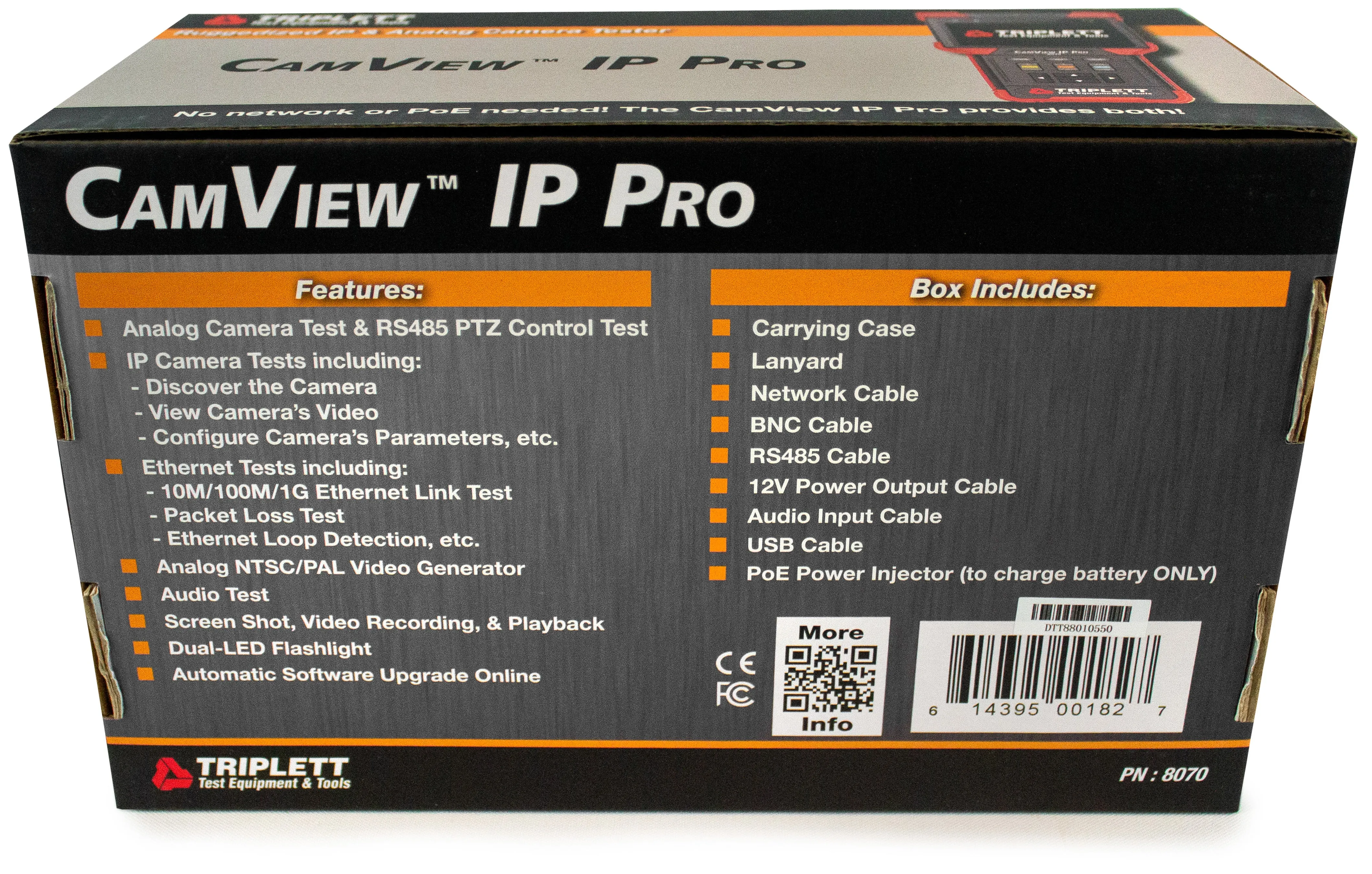 CamView IP Pro™ IP-Analog Security Camera Tester: H.264 IP, NTSC/PAL, AHD 1.0, HD-TVI 2.0  - (8070)