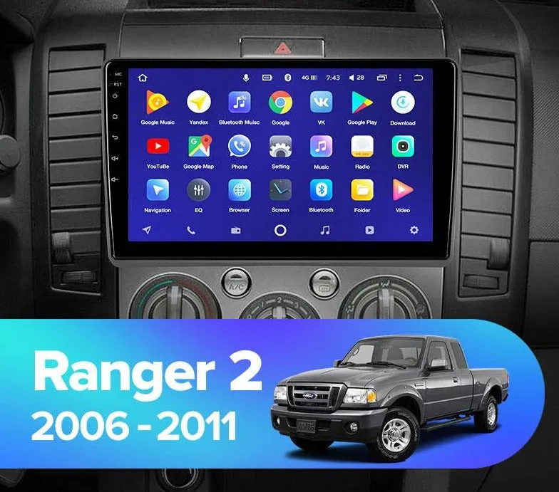 Car Dealz 10.2" Android 10.0 Ford Ranger 2 2006 - 2011 In Dash Plus OEM Fascia