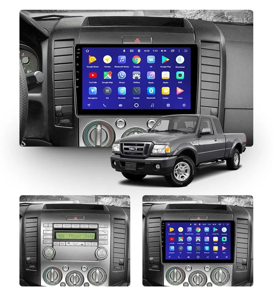 Car Dealz 10.2" Android 10.0 Ford Ranger 2 2006 - 2011 In Dash Plus OEM Fascia