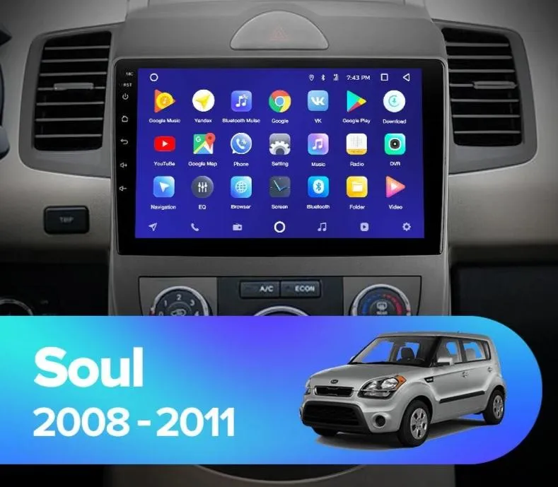 Car Dealz 10.2" Android 10.0 Kia Soul AM 2008-2011 w CAM In Dash Plus OEM Fascia