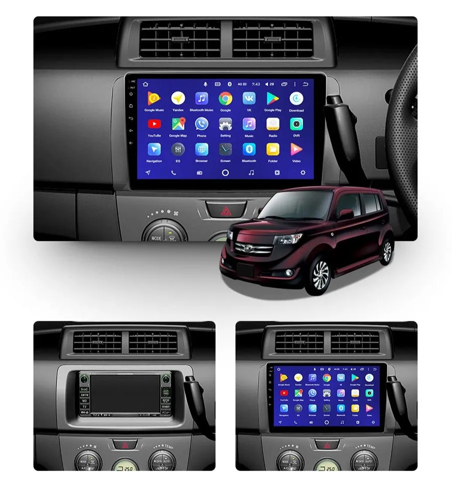 Car Dealz 10.2" Android 10.0 Toyota bB 2 QNC20 2005 - 2016 In Dash Plus OEM Fascia