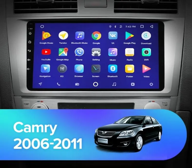 Car Dealz 10.2" Android 10.0 Toyota Camry 7 40 50 2006-2011 In Dash Plus OEM Fascia