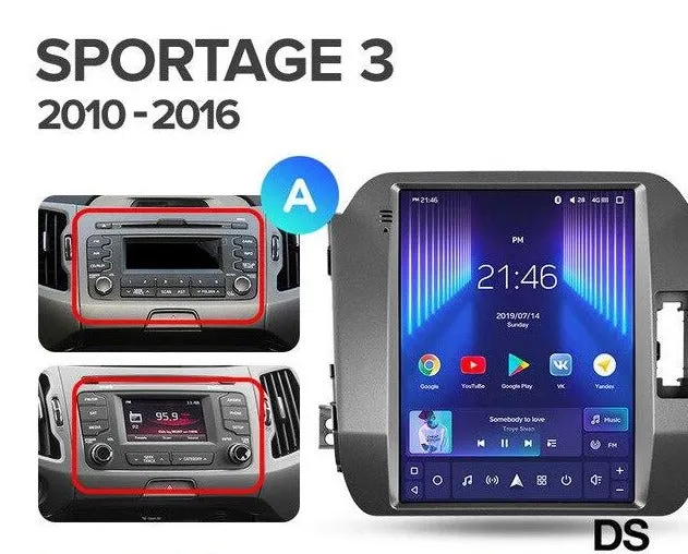 Car Dealz 11" Android 12.0 Kia Sportage 3 SL Tesla Style 2010-2016 In Dash Plus OEM Fascia