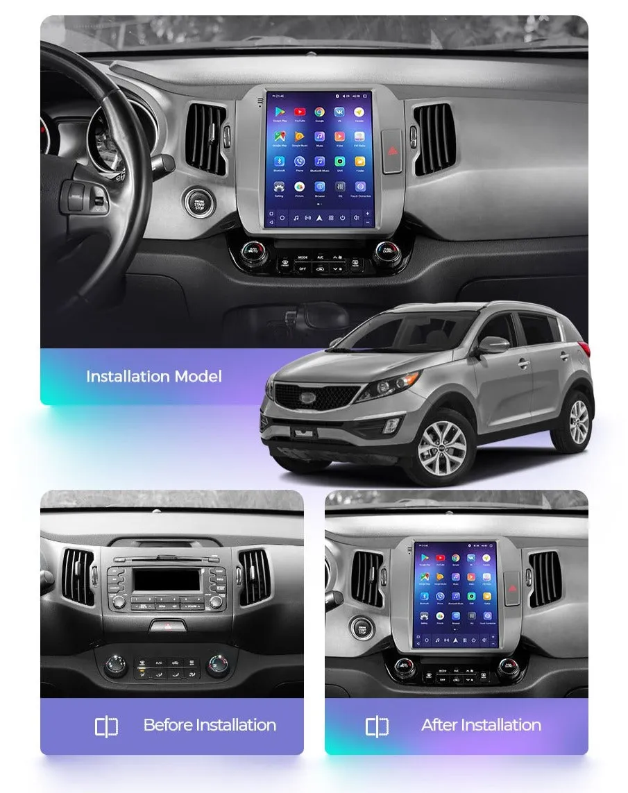 Car Dealz 11" Android 12.0 Kia Sportage 3 SL Tesla Style 2010-2016 In Dash Plus OEM Fascia