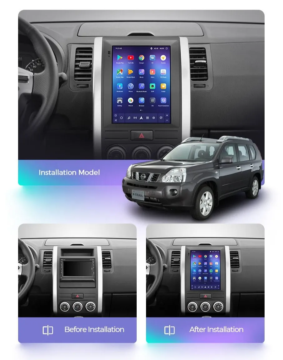 Car Dealz 11" Android 12.0 Nissan X Trail 2 T31 Tesla Style 2007 - 2015 In Dash Plus OEM Fascia