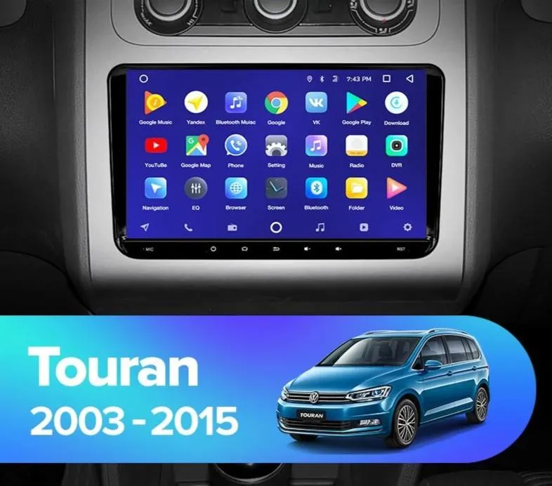 Car Dealz 9" Android 10.0 Volkswagen Touran Mk5 2003-2015 w CAM In Dash Plus OEM Fascia