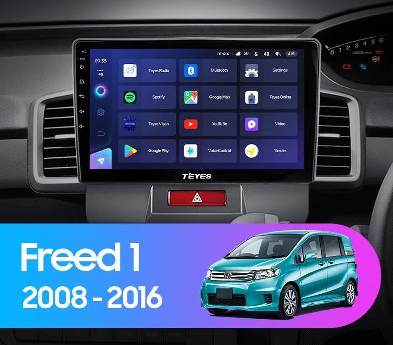 Car Dealz Elite 4G Data Model 10.2" Android 12.0 For Honda Freed 1 2008 - 2016 In Dash Plus OEM Fascia