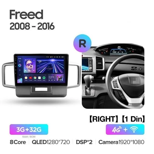 Car Dealz Elite 4G Data Model 10.2" Android 12.0 For Honda Freed 1 2008 - 2016 In Dash Plus OEM Fascia