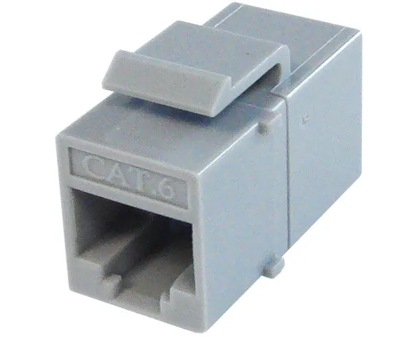 CAT6 RJ45 Inline Coupler, Unshielded, Snap-In w/Latch