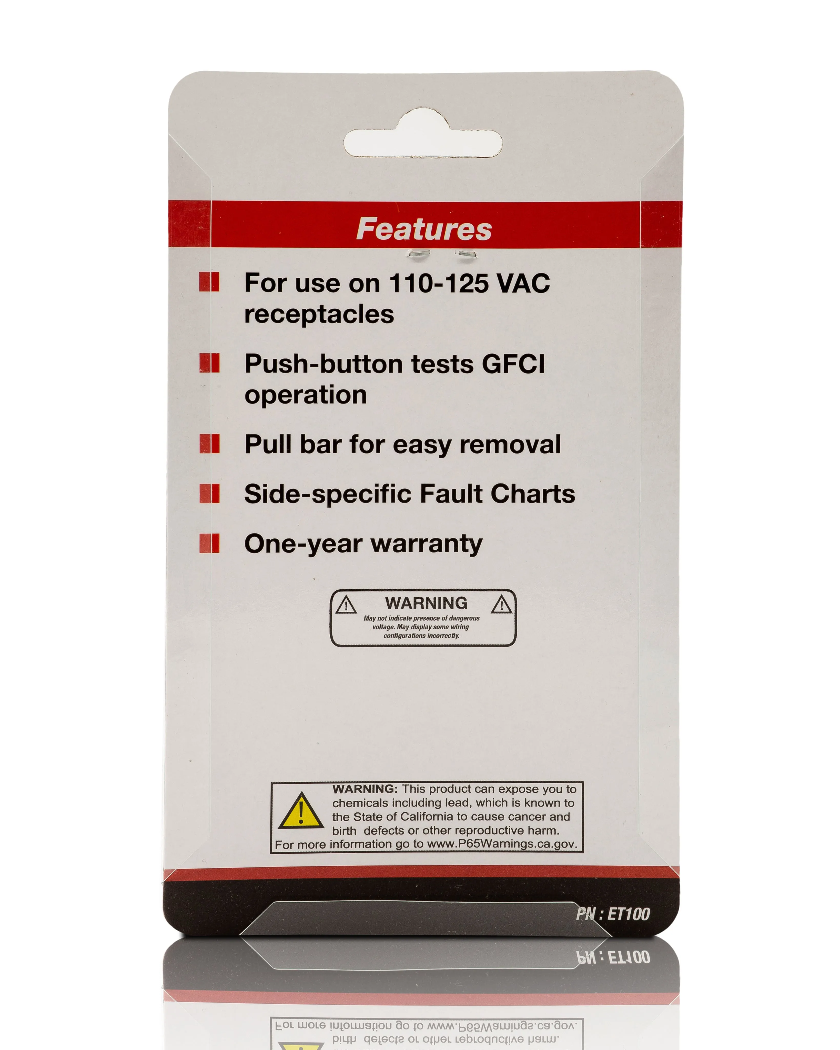 Commercial and Residential GFCI Receptacle Tester : Tests 3-Wire Receptacles- (ET100)