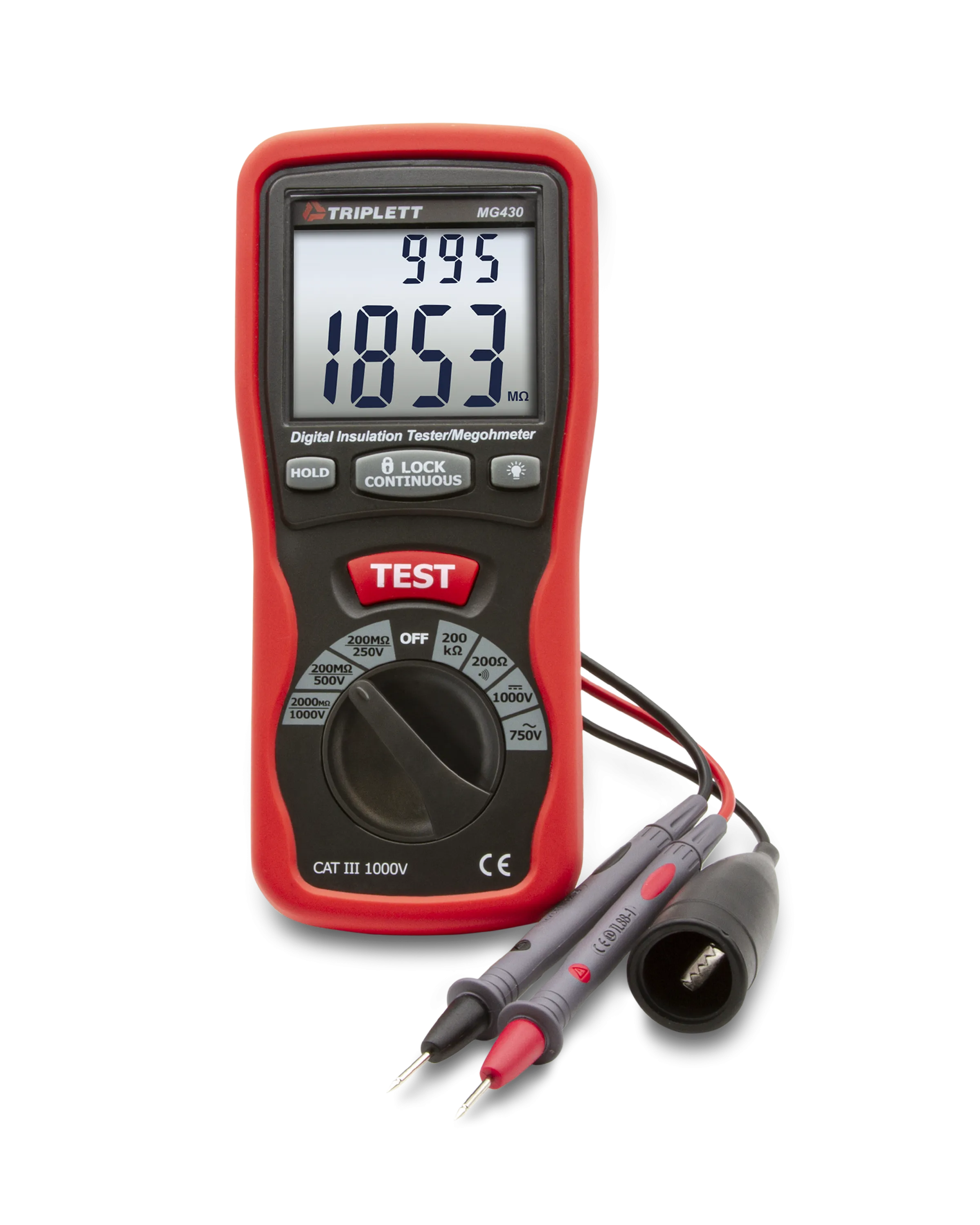 Digital Insulation Tester - Tests Insulation Resistance to 2000MΩ, CAT III 1000V  - (MG430)