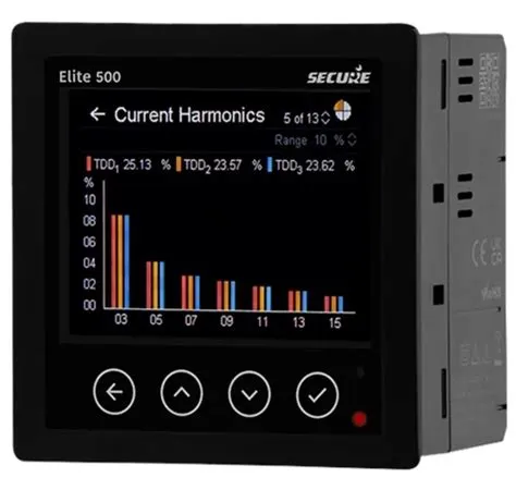 E500C-5402, Panel Mount Network Recorder with Harmonics (31st) & PQ Parameters, Class 0.5S, 50..500VAC 50/60Hz, RS485 Modbus RTU, 35..300V DC/85..300VAC Aux, 16MB Dual Logger , TFT Touch Screen, 10 Years Warranty