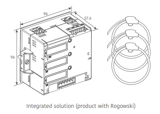 E500R-51D2, Panel Mount Network Recorder & 1000A/140mm Rogowski Coils, with Harmonics (15th), Class 0.5S, 50..500VAC 50/60Hz, RS485 Modbus RTU, 35..300V DC/85..300VAC Aux, 16MB Logging Memory, 16MB Dual Logger , TFT Touch Screen, 10 Years Warranty