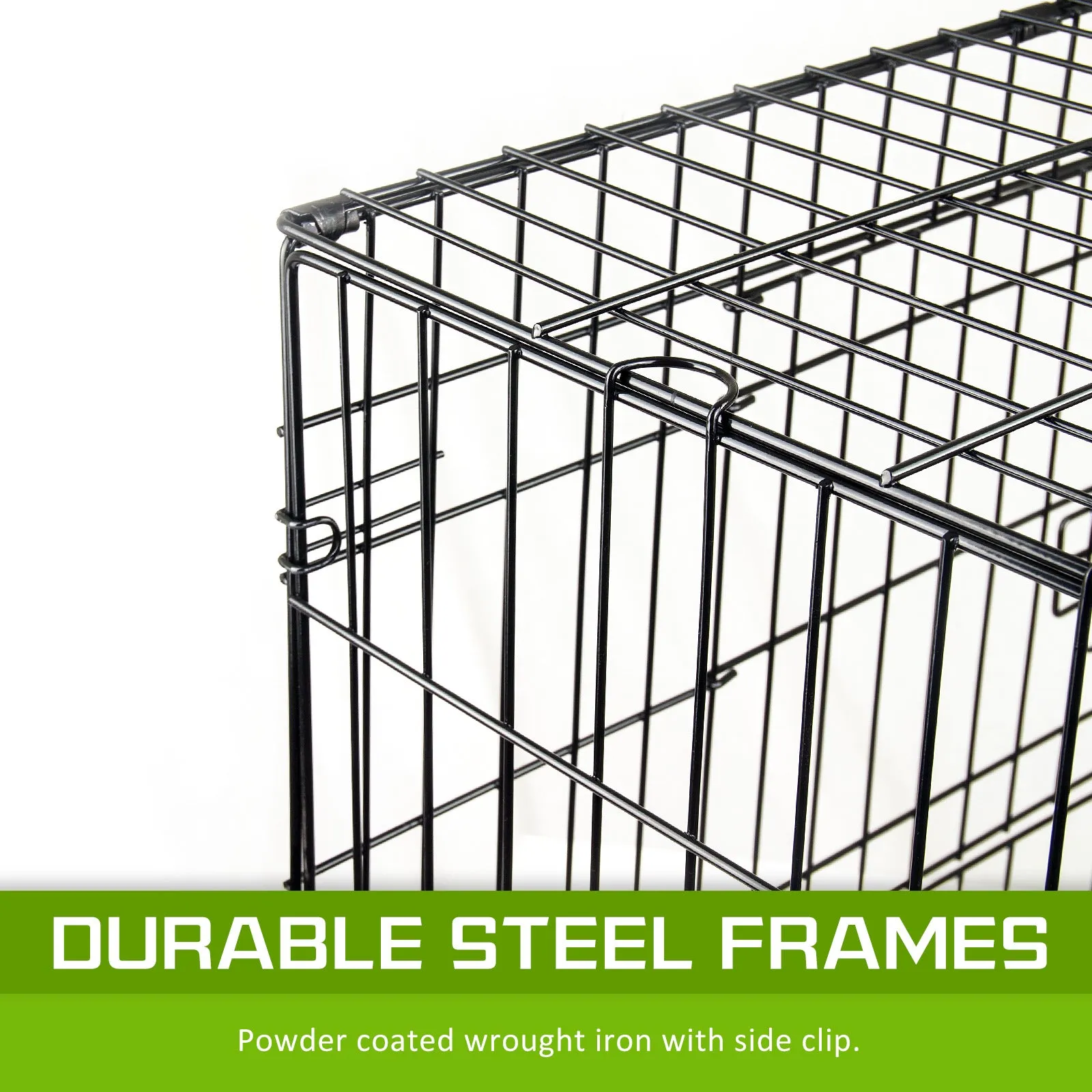 Foldable 42" Wire Dog Crate with Tray, Double Doors