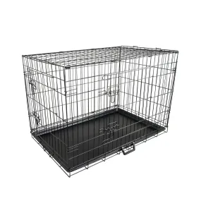 Foldable 42" Wire Dog Crate with Tray, Double Doors