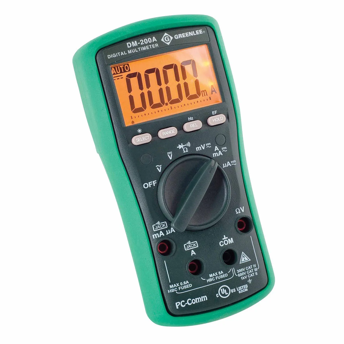 Greenlee DM-200A 6,000-Count Digital Multimeter, 1000V, 8A (DM-200A)