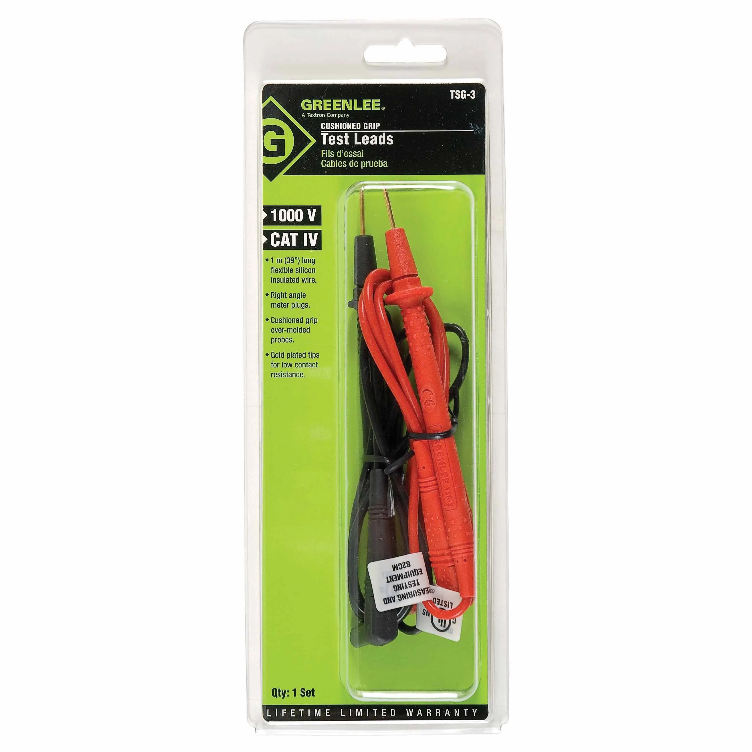 Greenlee TSG-3  1000V 10 Amp 39" Sure-Grip Insulated Test Lead Set