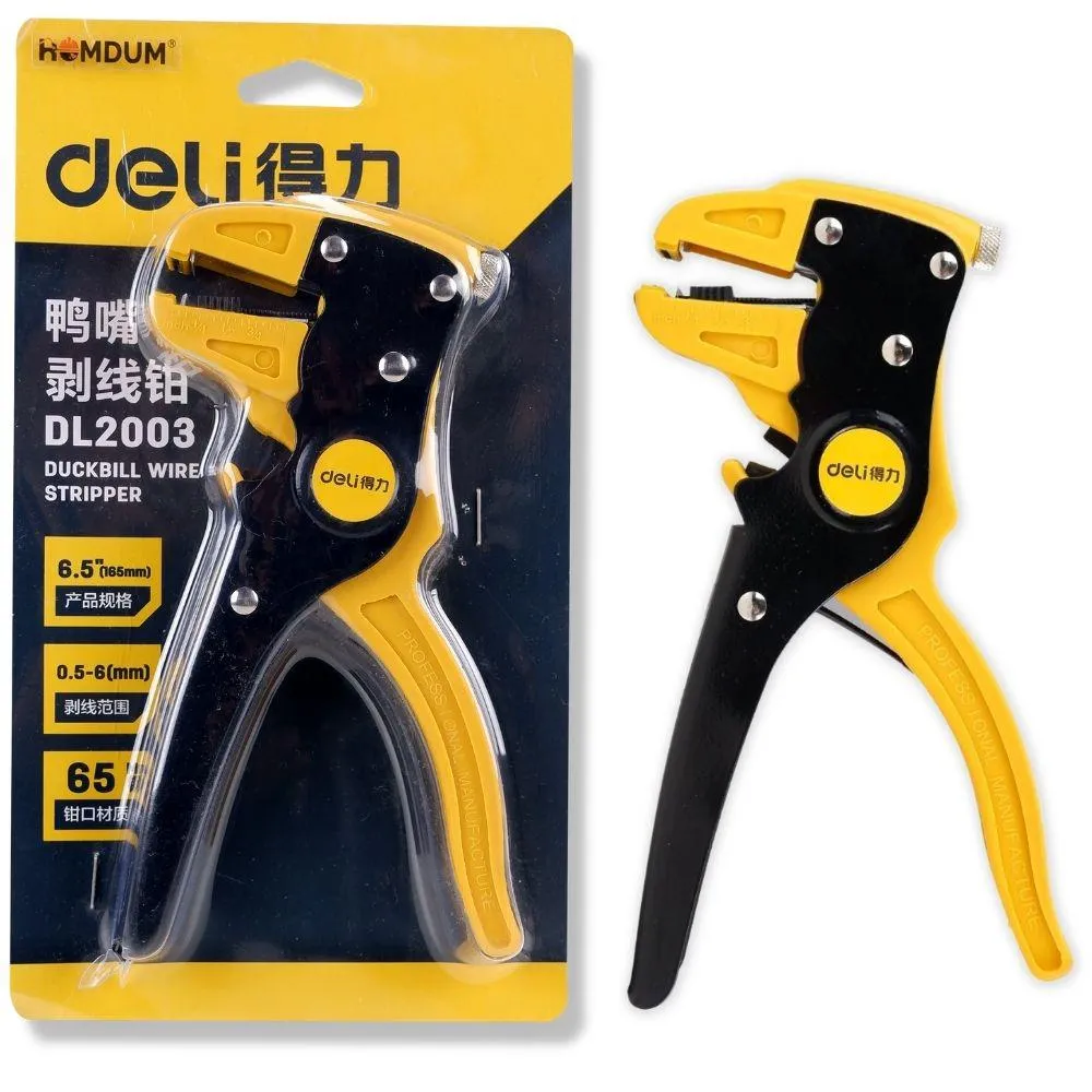 Homdum 6.5 inch Automatic Wire Stipper Deli Cable Insulation Stripping Plier and Nippers Self Adjusting Wire Stripping Tool for Cables up to 6 mm.