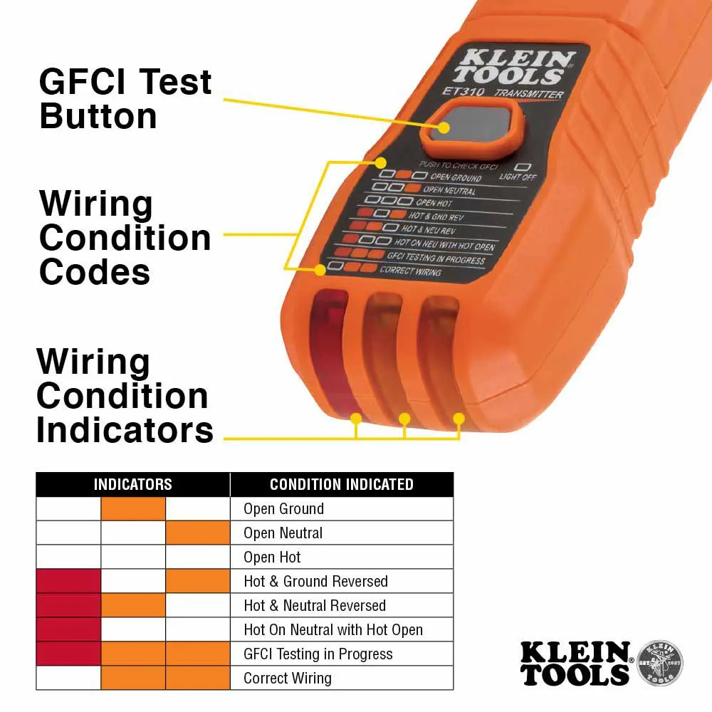 Klein ET310 Digital Circuit Breaker Finder with GFCI Outlet Tester