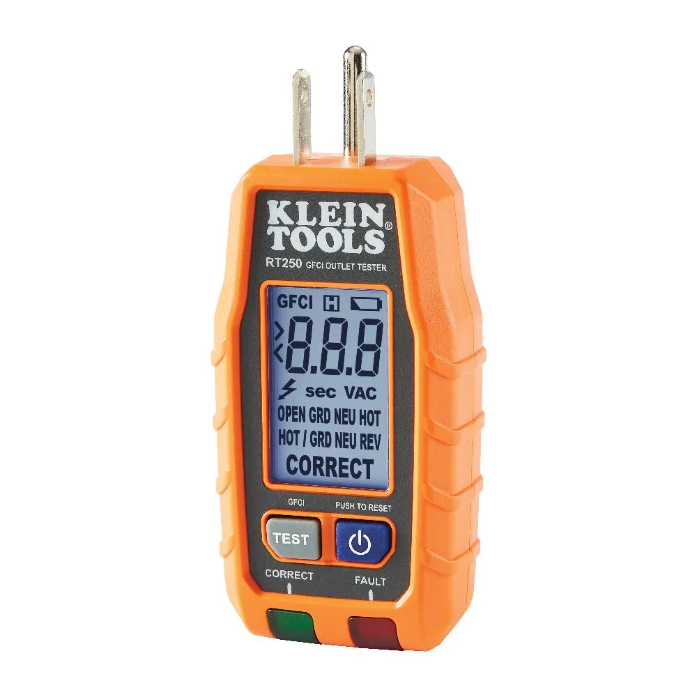 Klein RT250 GFCI Receptacle Tester with LCD