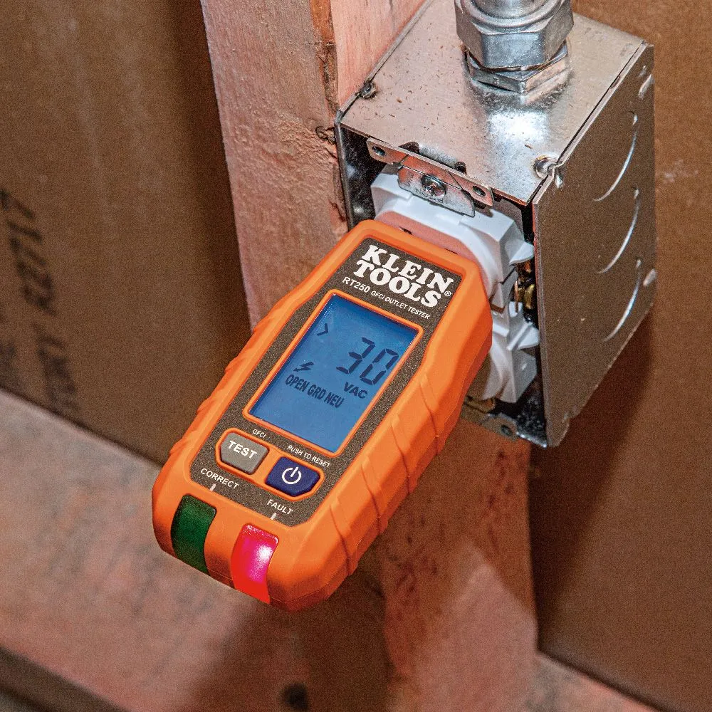 Klein RT250 GFCI Receptacle Tester with LCD