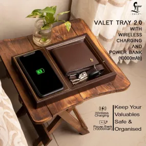 LT Smart Valet Tray 2.0 with wireless charging and power bank 10000 mAh | Color: Brown, Cherry, Black