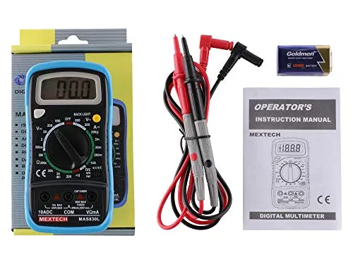 MEXTECH Battery Powered Mas830l 3 Digit, 1999 Counts, 600 Ac/dc Voltage Digital Multimeter