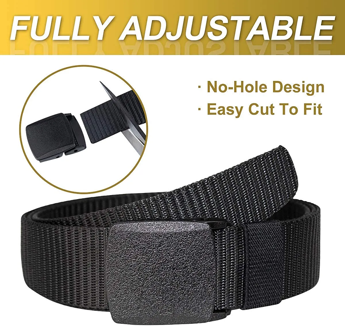 MIJIU Nylon Belts for Men 1.5inch Military Tactical Belt Adjustable Slide Plastic Buckle Web Canvas Belt Outdoor