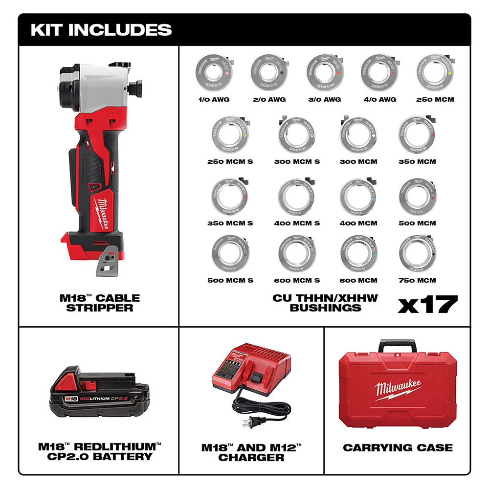 Milwaukee 2935CU-21S M18™ Cable Stripper Kit with 17 Cu THHN / XHHW Bushings