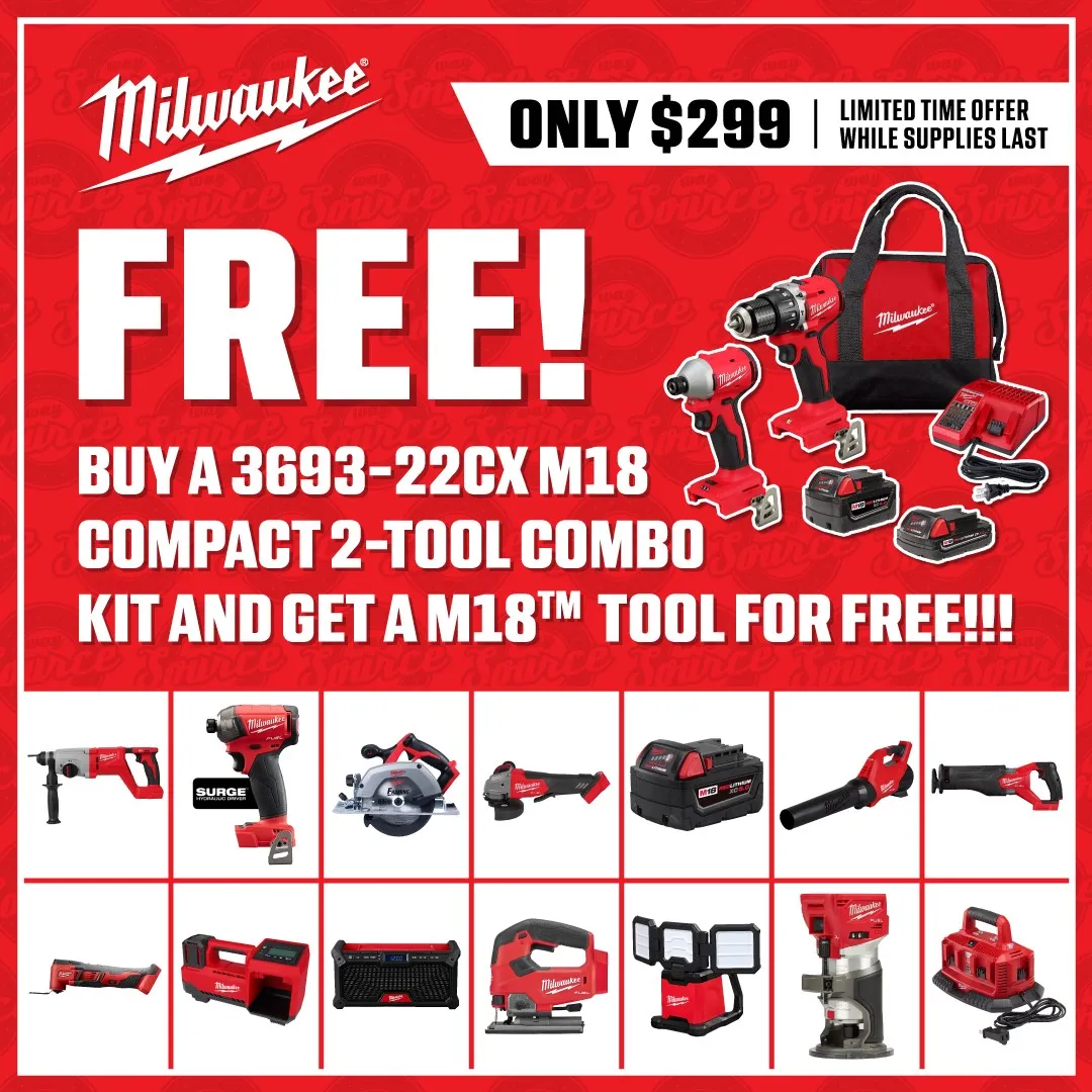 Milwaukee 3693-22CX M18 Compact Brushless 2-Tool Combo Kit   Free Item