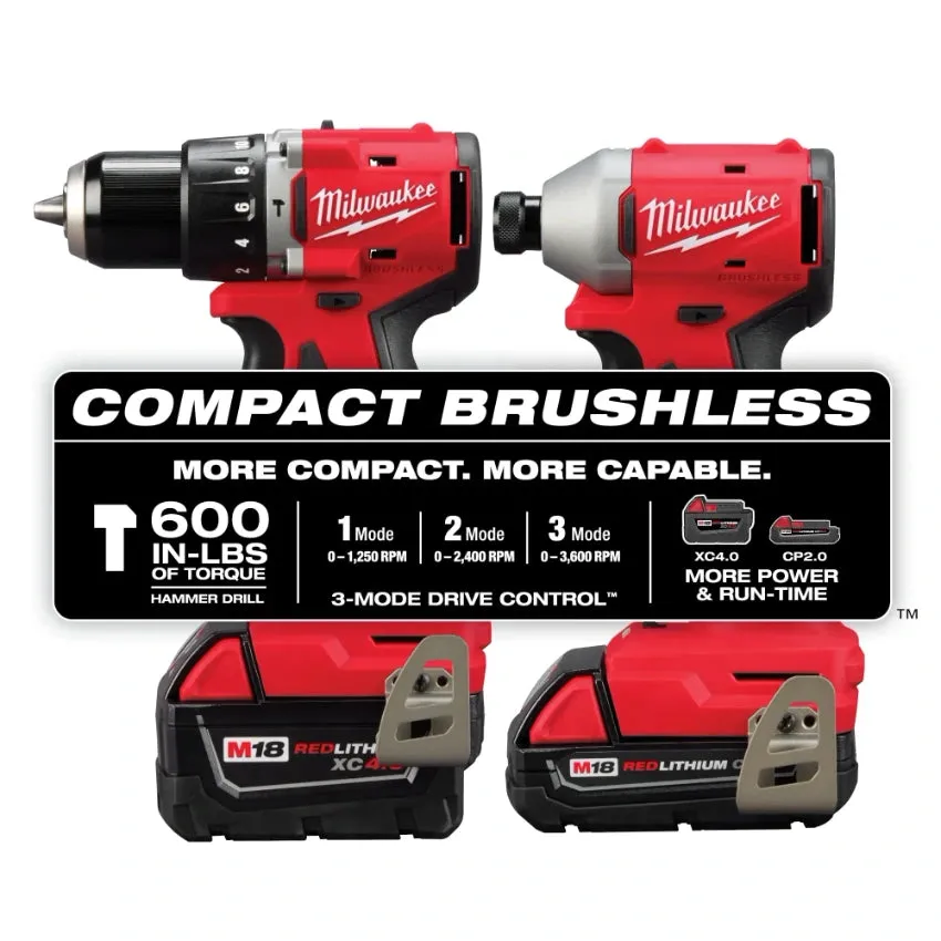 Milwaukee 3693-22CX M18 Compact Brushless 2-Tool Combo Kit   Free Item