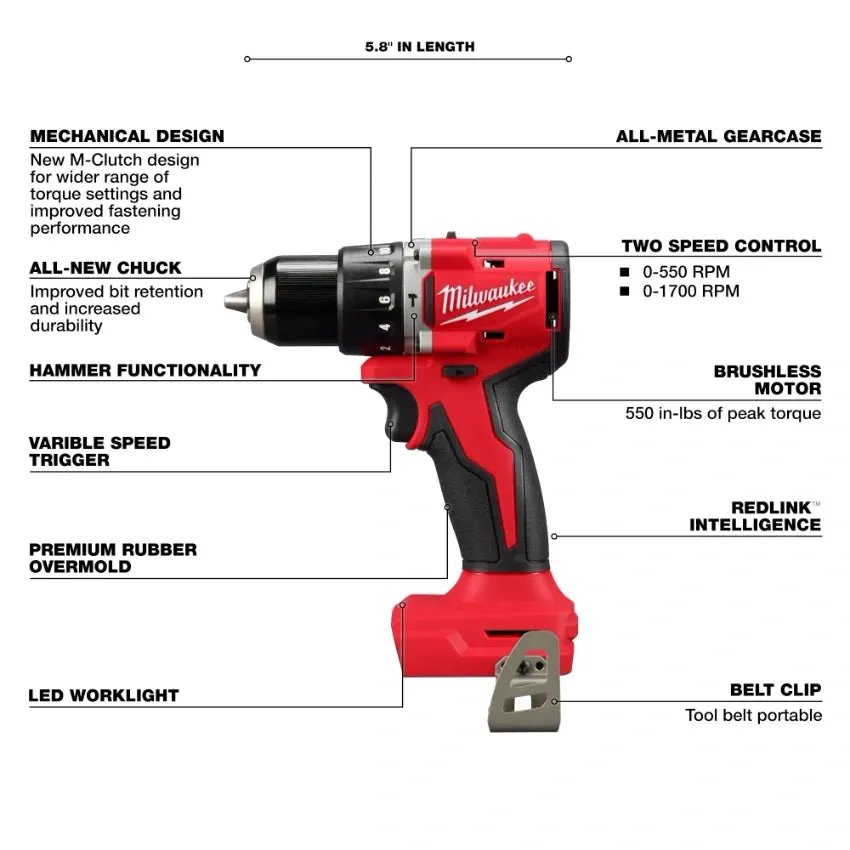 Milwaukee 3693-22CX M18 Compact Brushless 2-Tool Combo Kit   Free Item