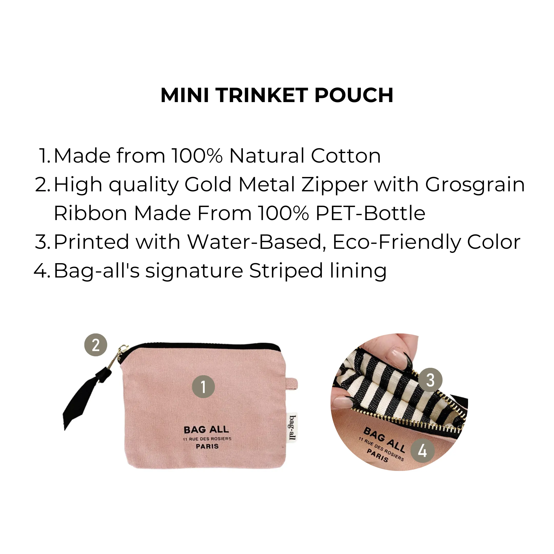 Mini Trinket Pouch, Pink/Blush