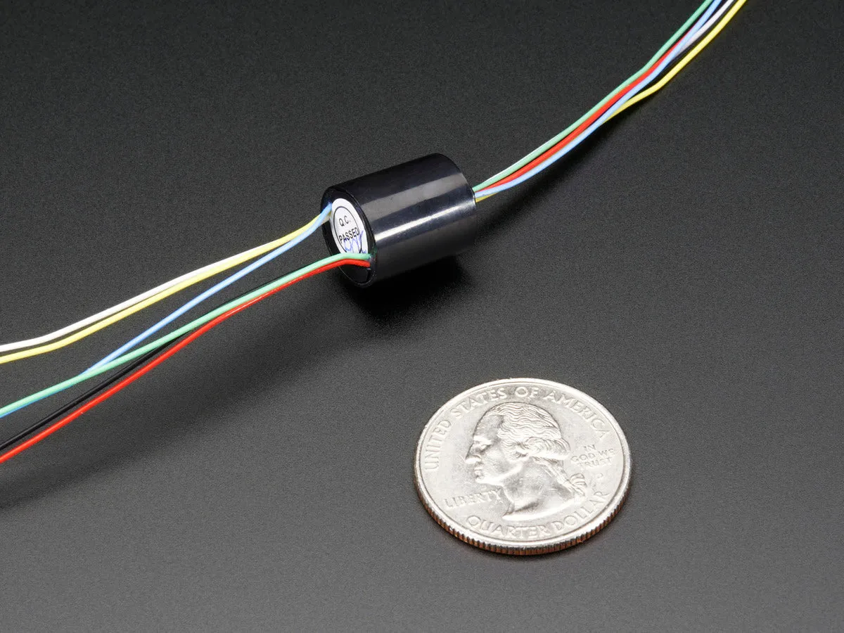 Miniature Slip Ring - 12mm diameter, 6 wires, max 240V @ 2A