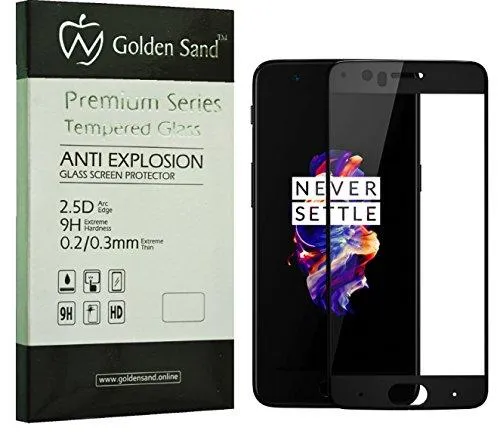 OnePlus 5 Tempered Glass,Premium Series 2.5D Full Screen Guard for One Plus 5 Midnight Black Colour with LED Hole,Case Friendly Design by Golden Sand