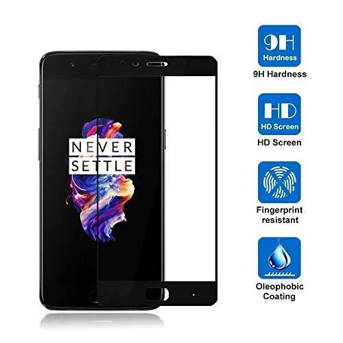 OnePlus 5 Tempered Glass,Premium Series 2.5D Full Screen Guard for One Plus 5 Midnight Black Colour with LED Hole,Case Friendly Design by Mobi Armor