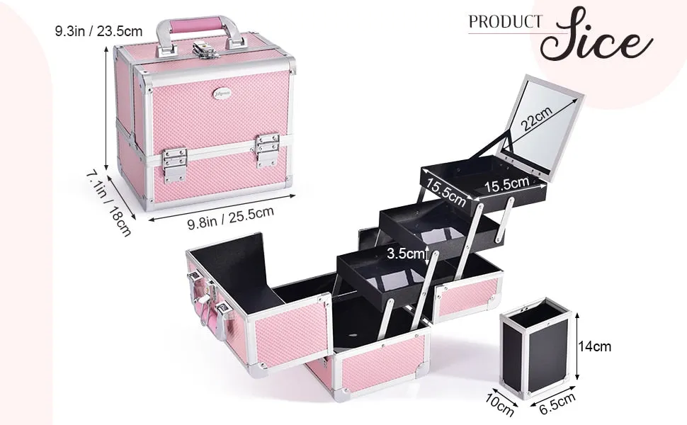 Professional Makeup Suitcase Large Capacity  Brushes Holder