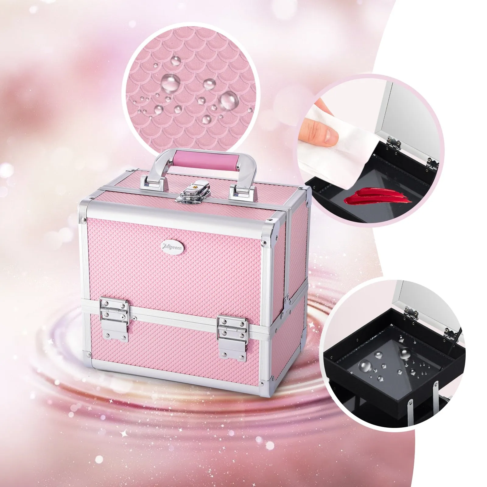 Professional Makeup Suitcase Large Capacity  Brushes Holder