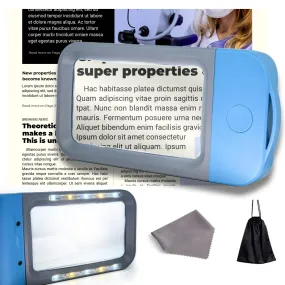 VOCA Magnifying Glass with Light, 3X Large Rectangle Reading Magnifier with 10 LEDs for Seniors with Macular Degeneration, Newspaper, Books, Small Print, for Low Visions (Blue)