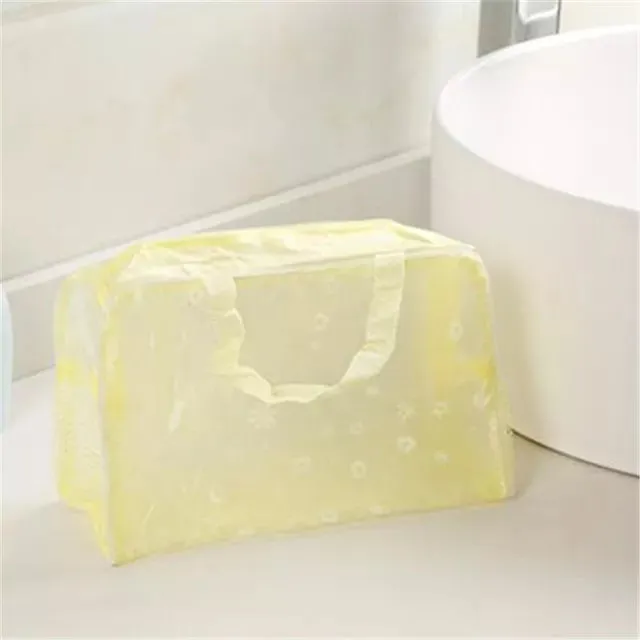 Waterproof PVC Cosmetic Storage Bag for Women Floral Transparent Wash Bag Creative Home Outing Compressed Shower Bag Organizer